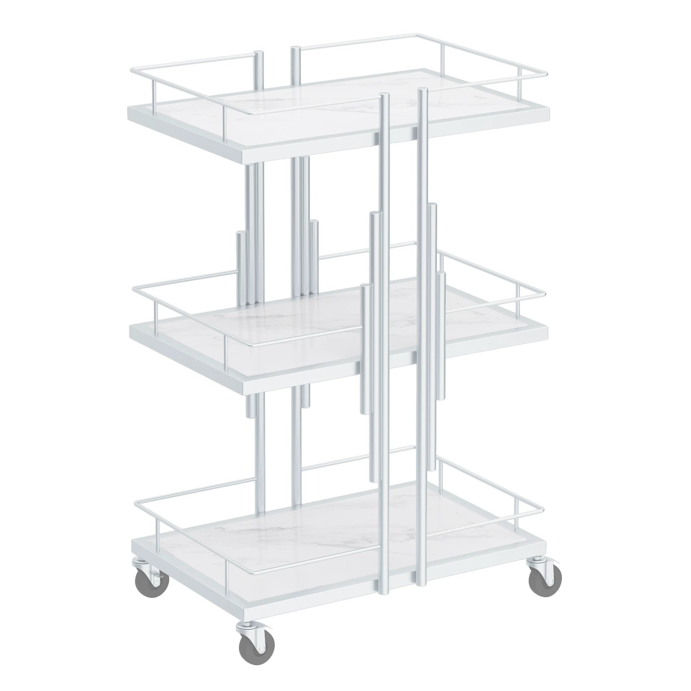 Gold Beauty Cart Lockable Wheels 3-Layer Nail Spa Foot Repair Cart New Design Makeup Salon Cart for Hair Spa Application