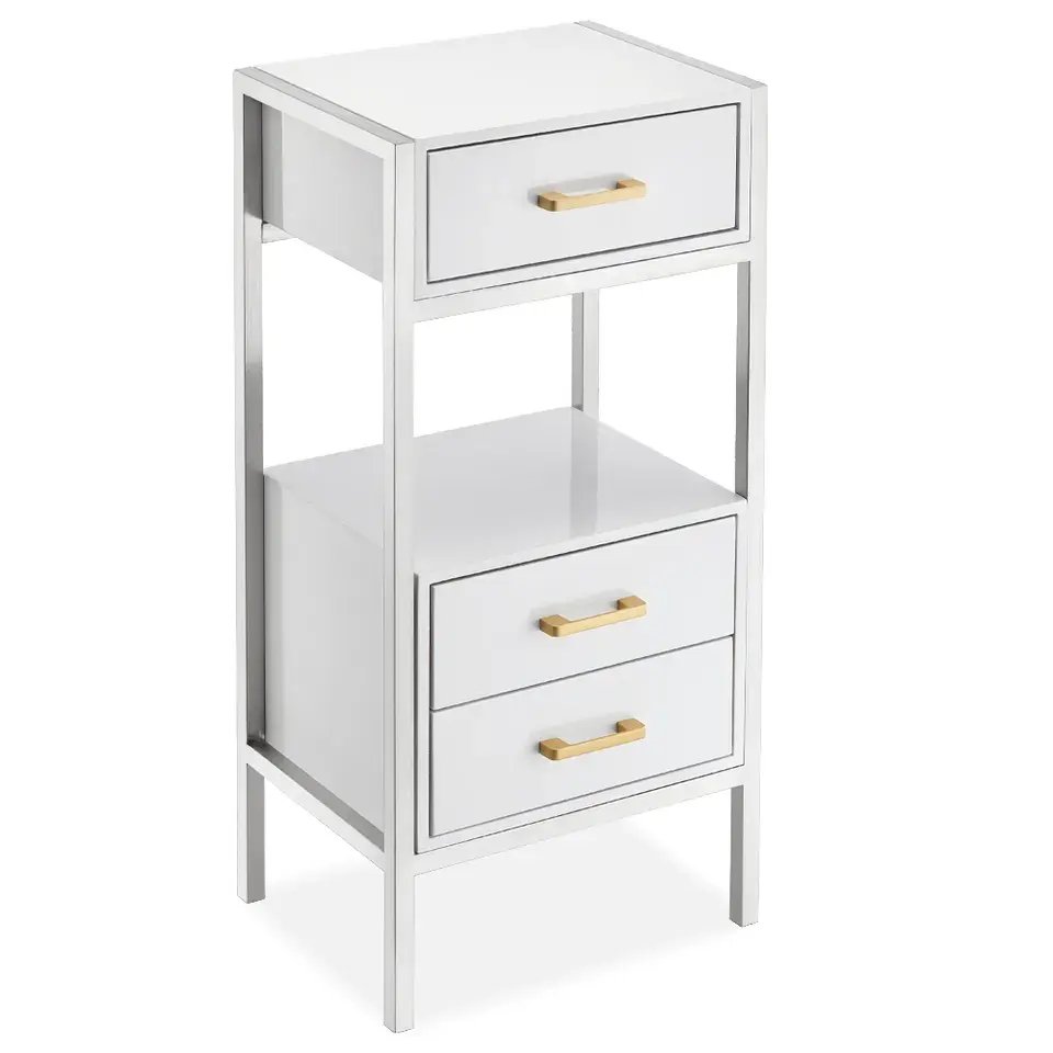 Luxury White Hair Salon Trolley Cart Stainless Steel Beauty Barber Trolley Drawers Trolley Hairdressing Shop Stool Furniture