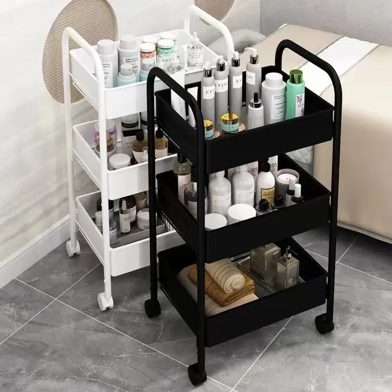 Luxury White Hair Salon Trolley Cart Stainless Steel Beauty Barber Trolley Drawers Trolley Hairdressing Shop Stool Furniture