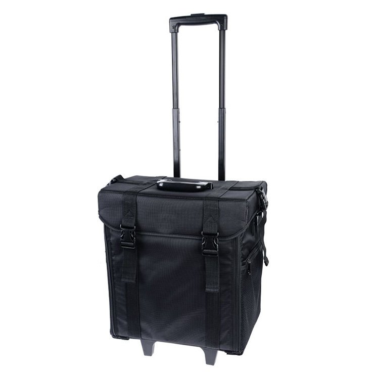 Professional Beauty Salon Box Hairstyle Cosmetic Case 2 in 1 makeup nylon trolley case with Wheels Black