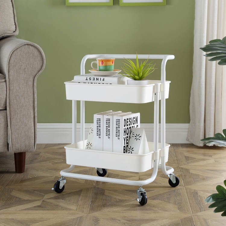 matt white color three layer bathroom salon wheel trolley cart