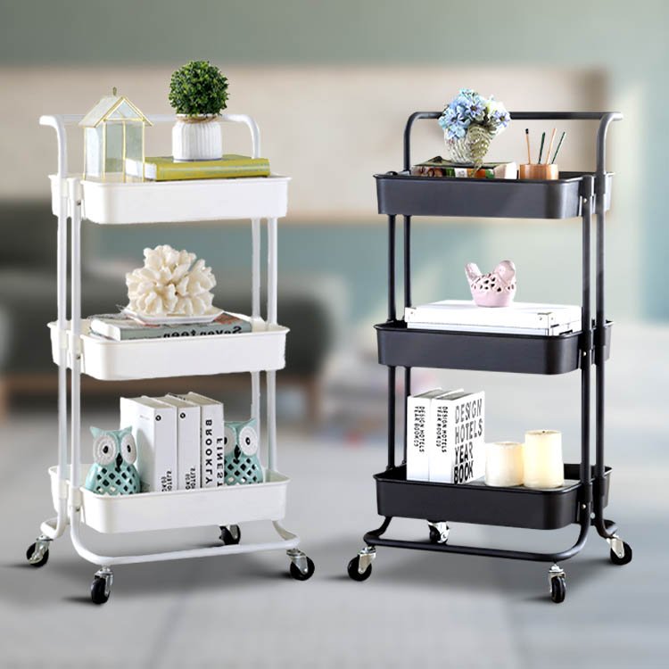 matt white color three layer bathroom salon wheel trolley cart
