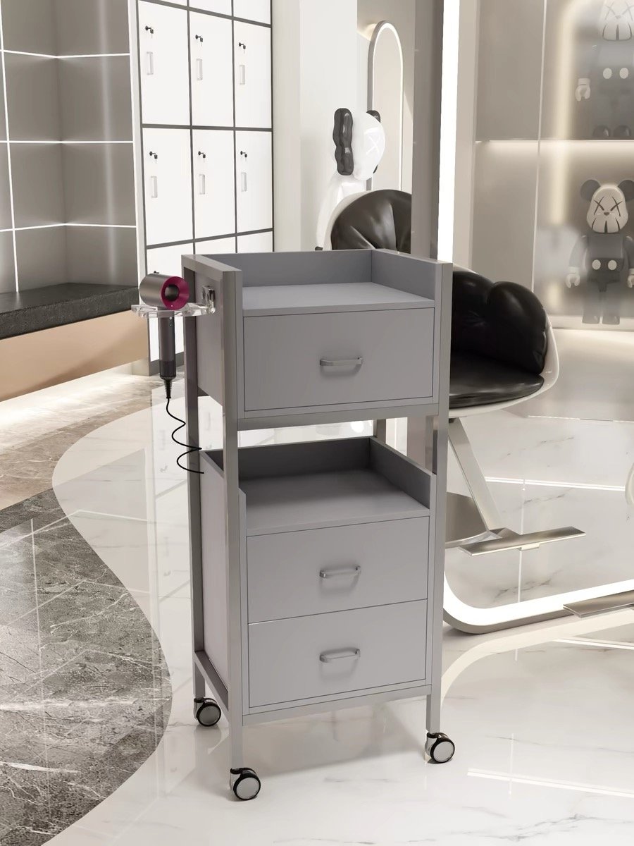 Modern Gold Barber Chair Set Salon Furniture Wood Trolley Hairdressing Fashionable Beauty Shop Tool Cart