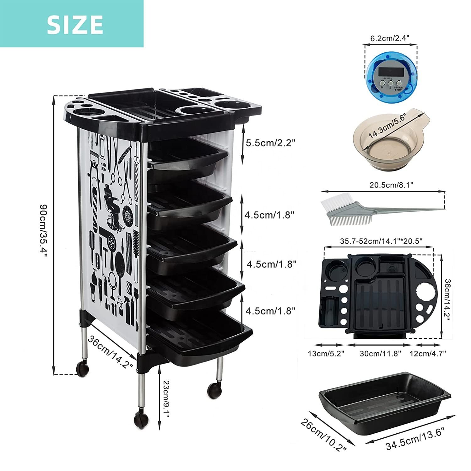 Beauty salon trolley hair salon tool cart perm dyeing hair stylist special storage bar car multi-functional tools