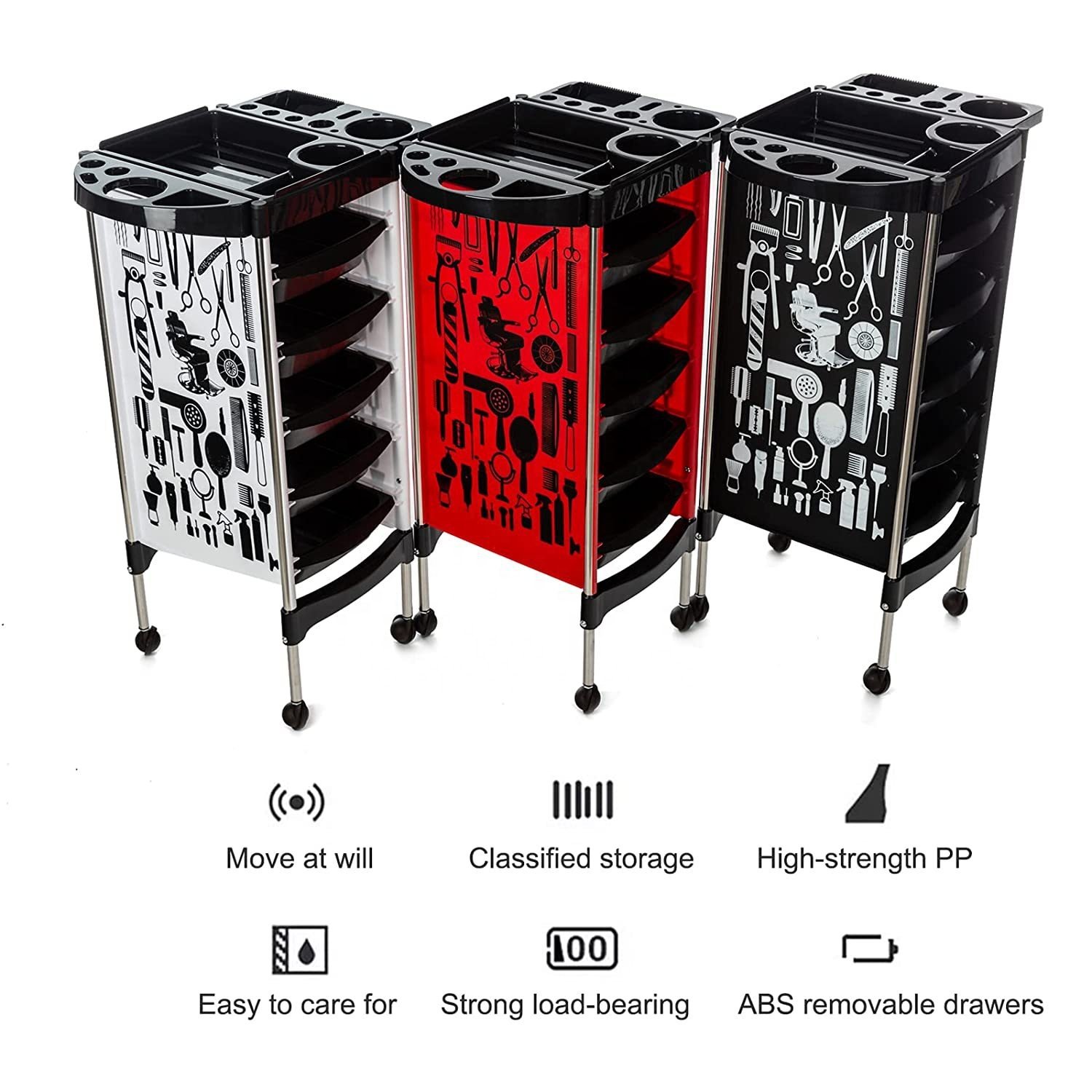 Beauty salon trolley hair salon tool cart perm dyeing hair stylist special storage bar car multi-functional tools