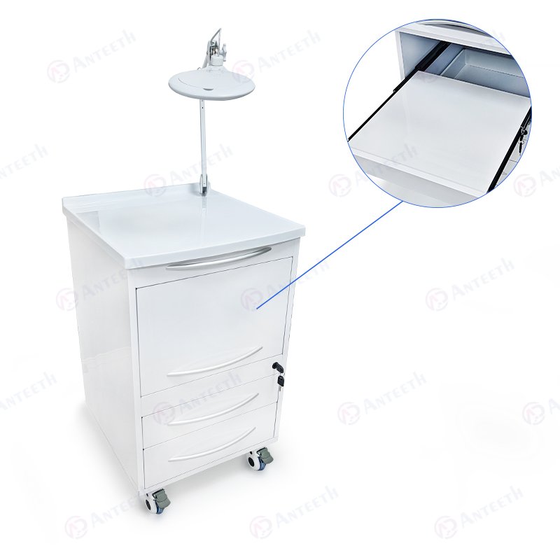Anteeth Customize Dental Clinic Cart Dental Scanner Trolley With Light White Mobile Dental Cart