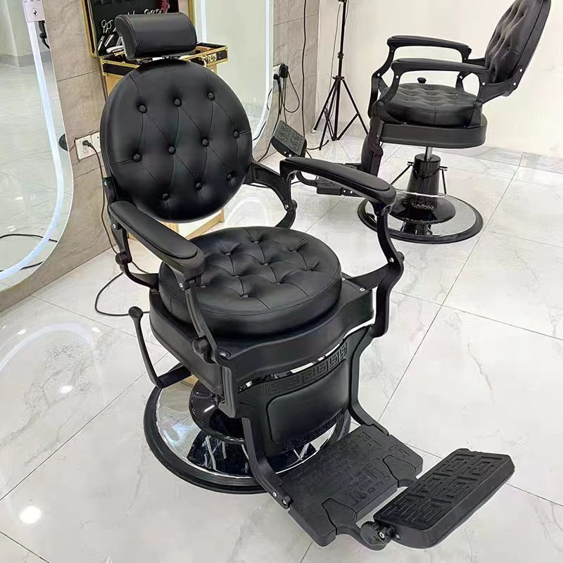 Hot Sale Antique Beauty Salon Black Reclining Hydraulic Barber Chair Vintage Salon Hair Shop Styling Barber Chair For Sales