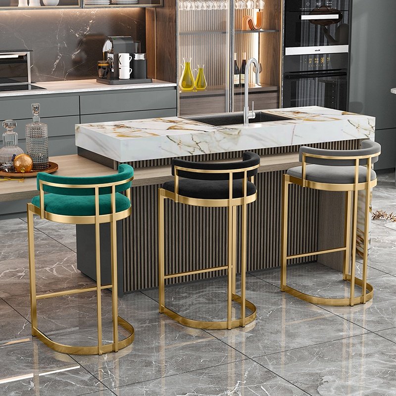 Easy To Assemble Stainless Steel Modern Bar chairs Bistro Low Back Casual Cafe Furniture Leather Bar Stools