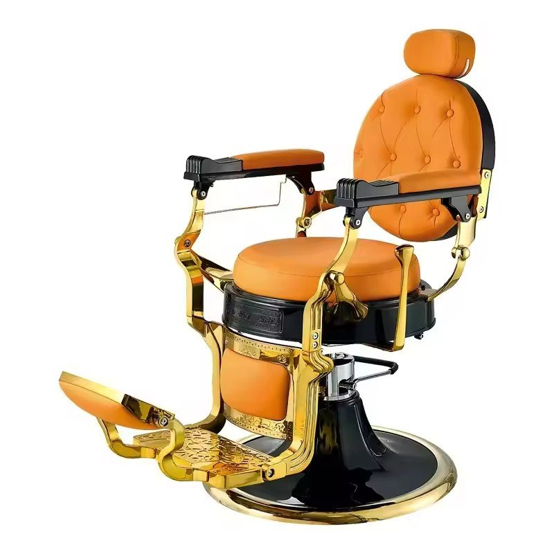 Antique style hair salon equipment yellow leather styling chair heavy duty barber chair for sale