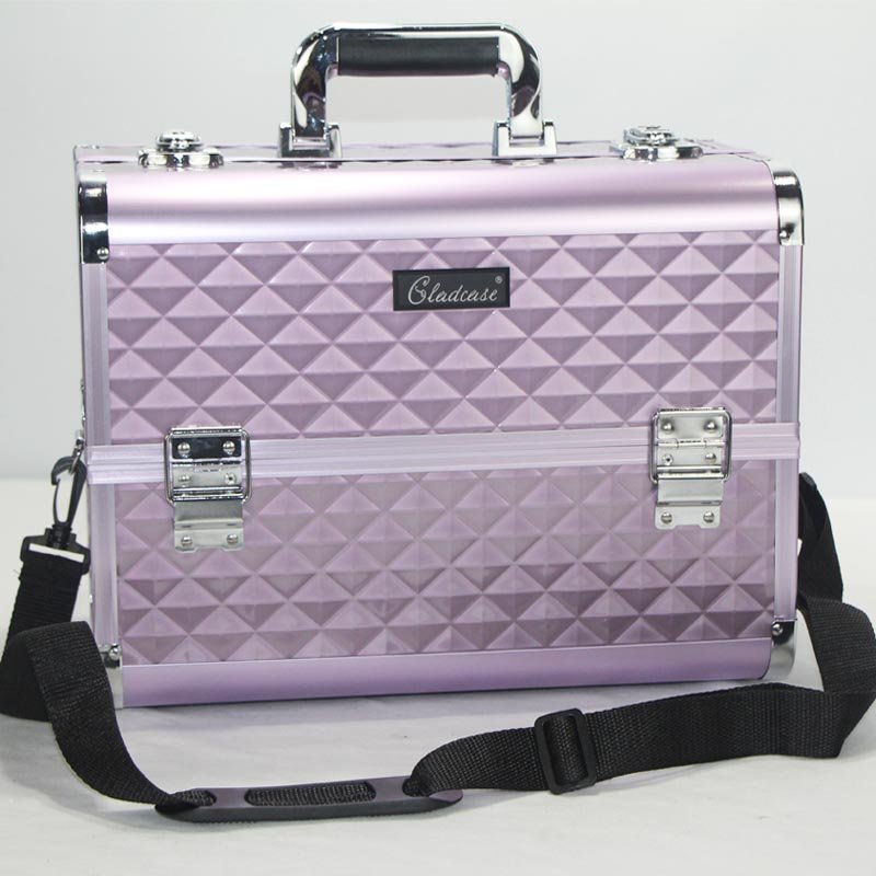 Portable makeup cases train professional aluminum with trays China factory directly