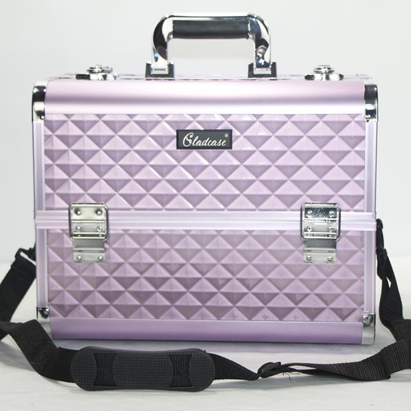 Portable makeup cases train professional aluminum with trays China factory directly