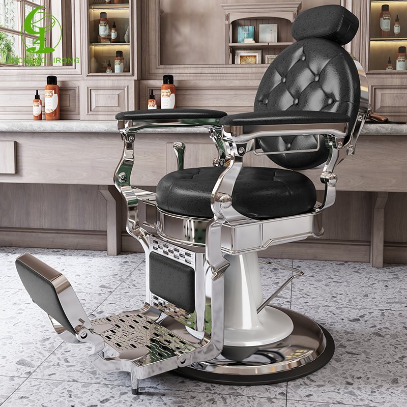 JINCHENG Wholesale Red Retro Beauty Salon Equipment Comfortable Leather Chairs Hair Makeup Hairdressing Heavy Barber Chairs