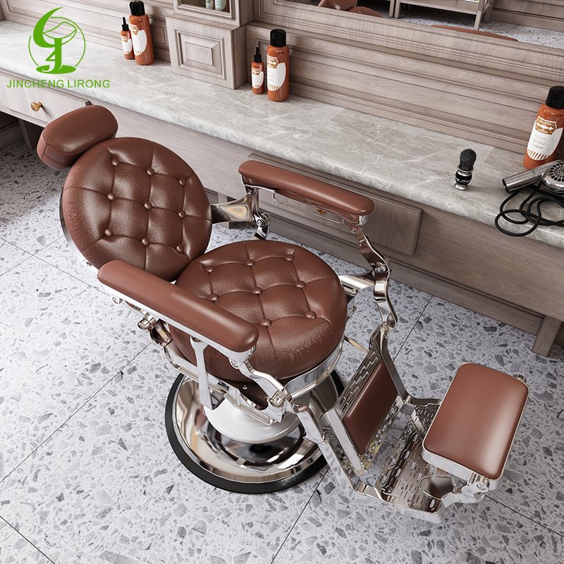 JINCHENG Wholesale Red Retro Beauty Salon Equipment Comfortable Leather Chairs Hair Makeup Hairdressing Heavy Barber Chairs