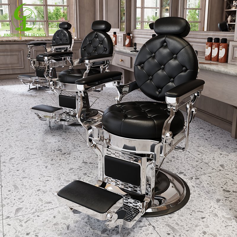 JINCHENG Wholesale Red Retro Beauty Salon Equipment Comfortable Leather Chairs Hair Makeup Hairdressing Heavy Barber Chairs
