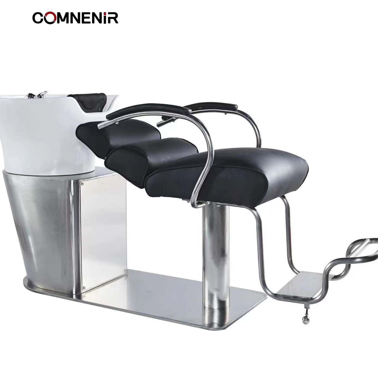 Ready to Ship Heavy Duty Black Flat Seat Barber Styling Chair 10 Years Warranty salon chair