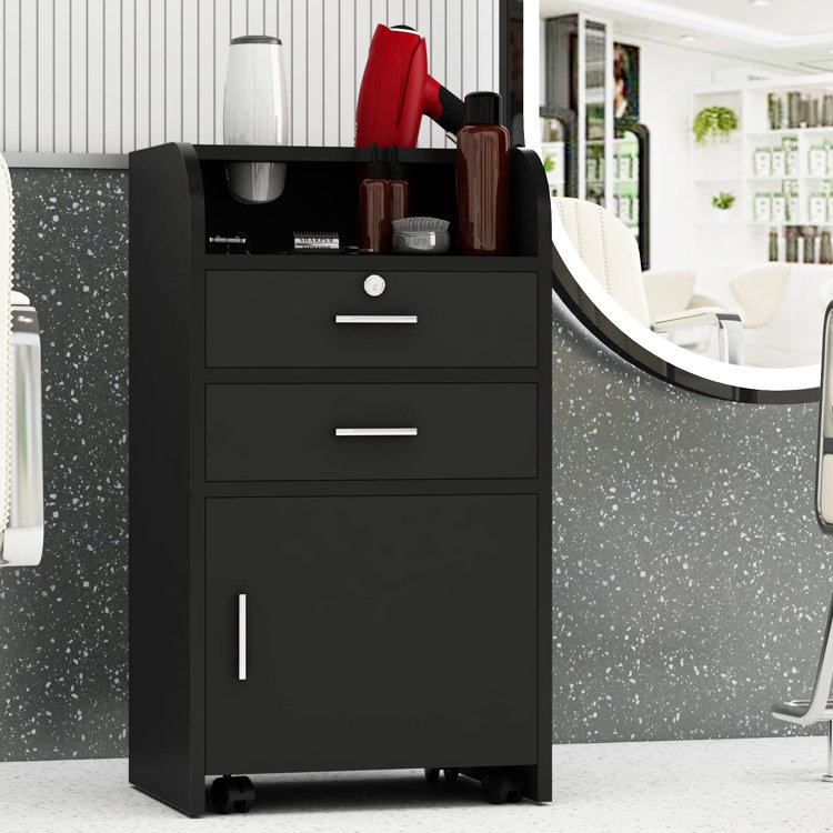 SPA Tattoo Stylist Hairdresser Barber Tool Makeup Storage Cabinet Salon Station Beauty Hair Styling Wooden Rolling Cart Trolley