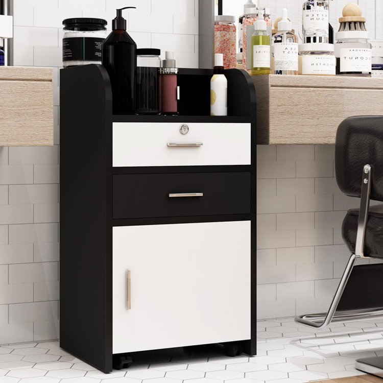 SPA Tattoo Stylist Hairdresser Barber Tool Makeup Storage Cabinet Salon Station Beauty Hair Styling Wooden Rolling Cart Trolley