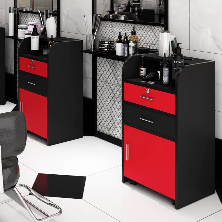 SPA Tattoo Stylist Hairdresser Barber Tool Makeup Storage Cabinet Salon Station Beauty Hair Styling Wooden Rolling Cart Trolley