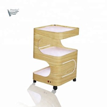 Beauty Salon Furniture Barber Trolly Beauty Salon Solid Wood Laptop Cart with 3 Layers for Wholesale
