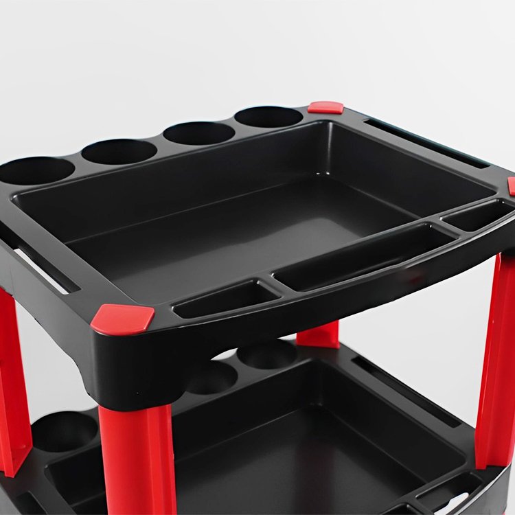 Durable Plastic Garage Equipment Supply Trolley for Organizing and Storing Car Cleaning Tools