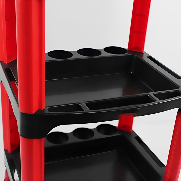 Durable Plastic Garage Equipment Supply Trolley for Organizing and Storing Car Cleaning Tools