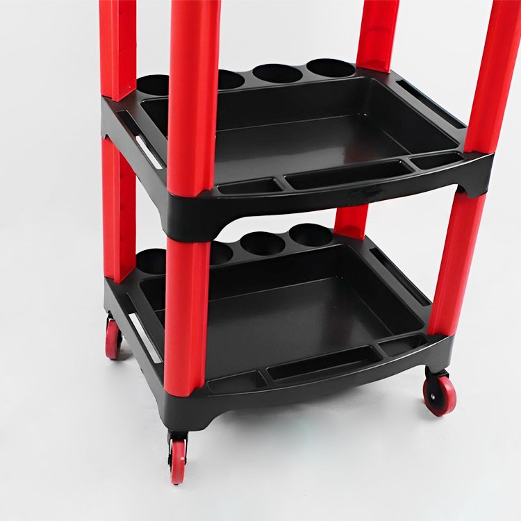 Durable Plastic Garage Equipment Supply Trolley for Organizing and Storing Car Cleaning Tools