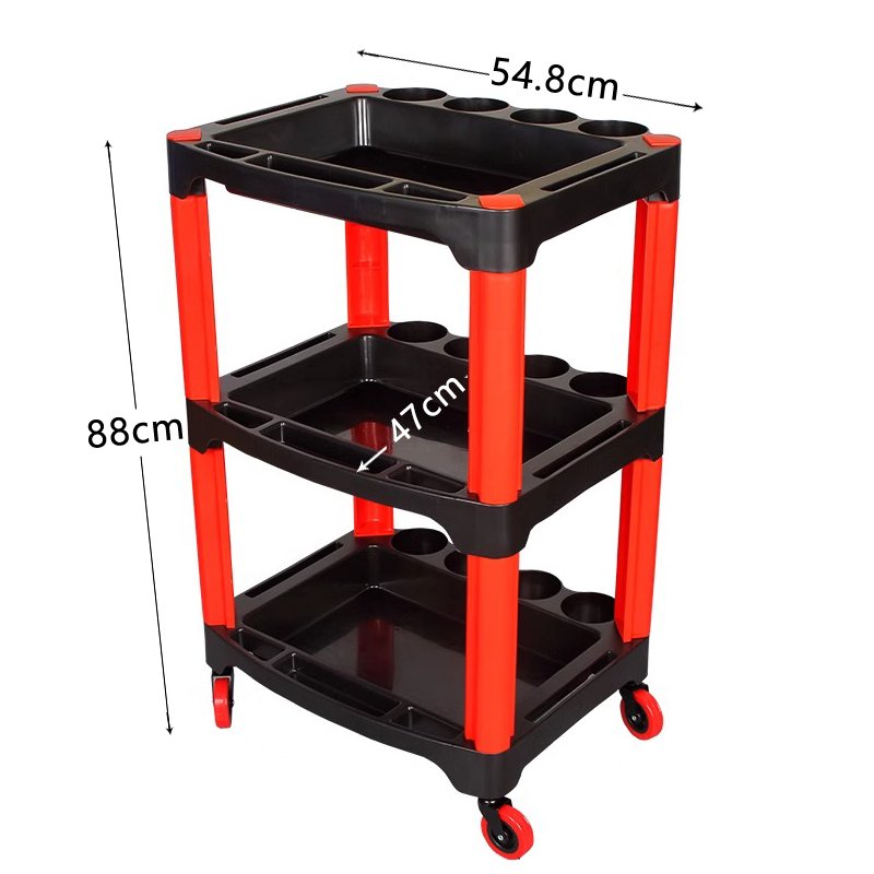 Durable Plastic Garage Equipment Supply Trolley for Organizing and Storing Car Cleaning Tools