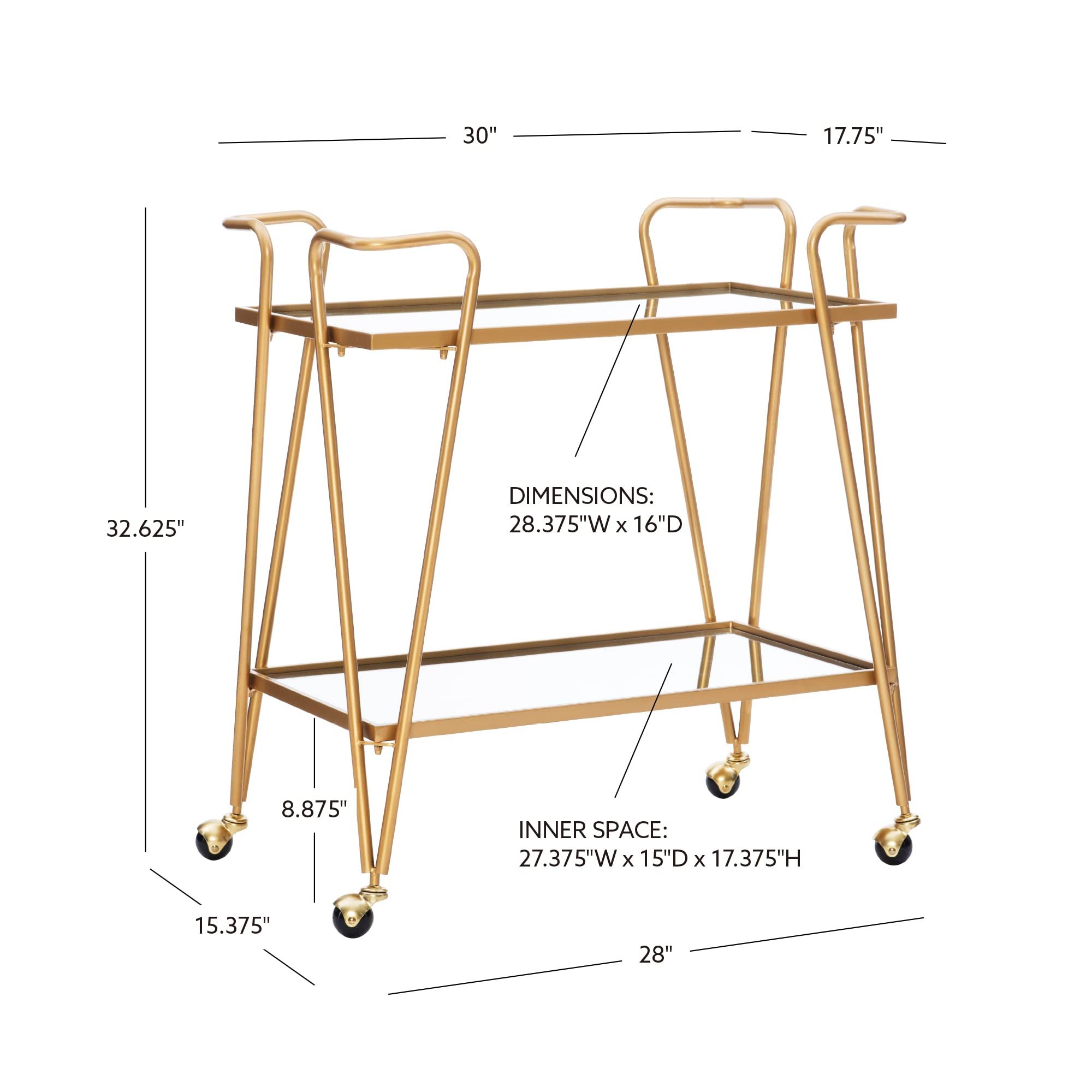 Wholesale Tiers Metal Frame Serving Bar Hotel & Home Luxury Gold Stainless Steel Tea Carts Serving Trolley Bar Cart Metal
