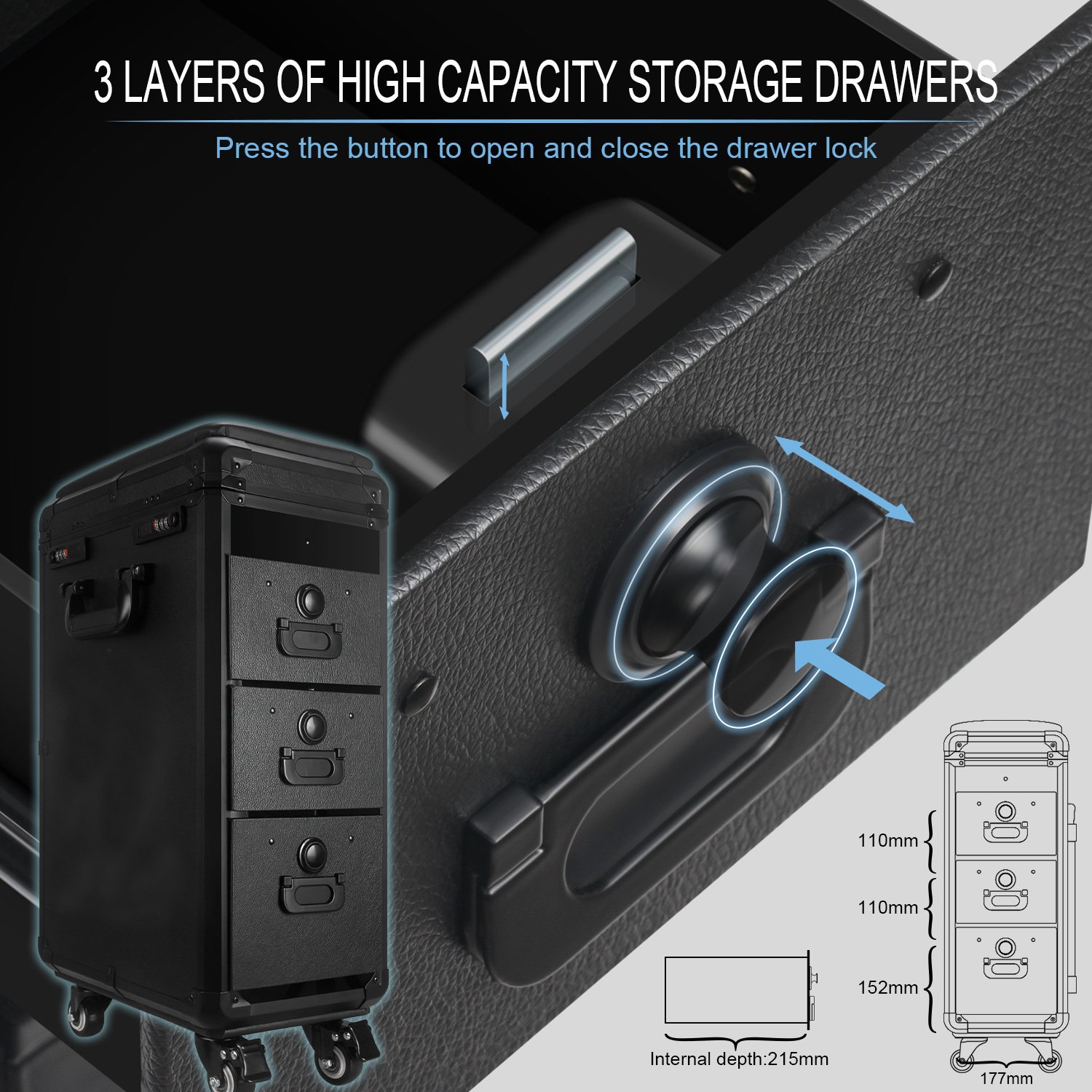 Kissure High-Capacity Draw-Bar Box tattoo table Arm Bracket Portable Suitcase Tattoo Trolley Bag Storage Case