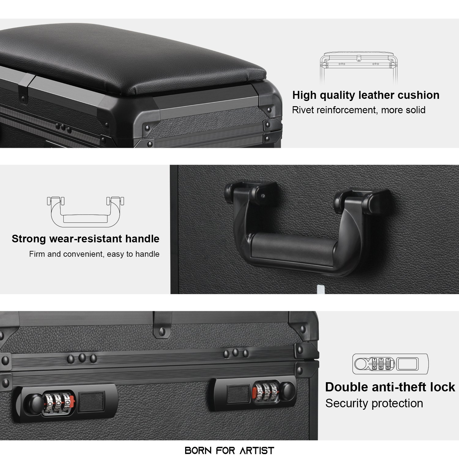 Kissure High-Capacity Draw-Bar Box tattoo table Arm Bracket Portable Suitcase Tattoo Trolley Bag Storage Case