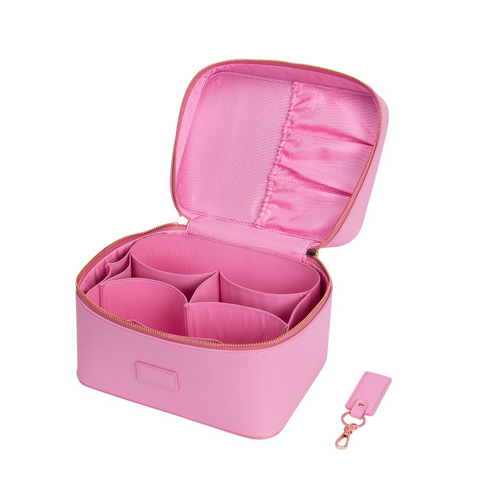 Wholesale Custom Large Capacity Travel Makeup Bag for Women Beauty Make Up Case Toiletry Bag with Handle Red Cosmetic Bag