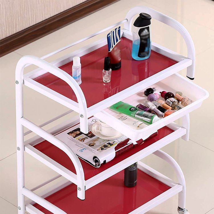 Rolling Manicure Salon Beauty Hair Utility Cart Movable SPA Tattoo Hairdresser Barber Tool Station Storage Trolley with Drawer