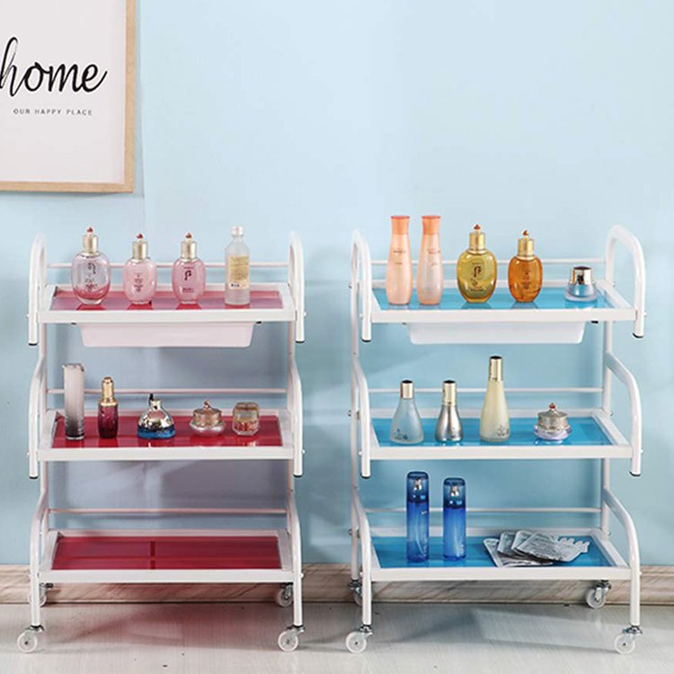 Rolling Manicure Salon Beauty Hair Utility Cart Movable SPA Tattoo Hairdresser Barber Tool Station Storage Trolley with Drawer
