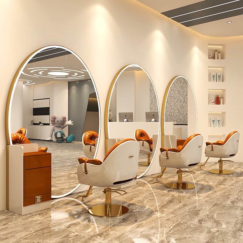 Double Sided Hair Salon Furniture Barber Shop Station Salon Mirror Station For Hairdressing