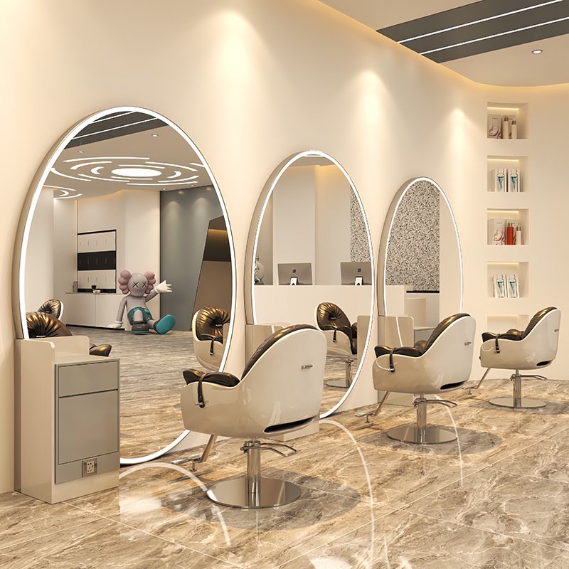 Double Sided Hair Salon Furniture Barber Shop Station Salon Mirror Station For Hairdressing
