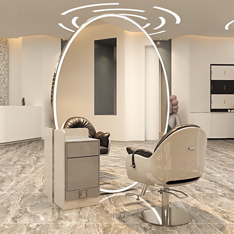Double Sided Hair Salon Furniture Barber Shop Station Salon Mirror Station For Hairdressing