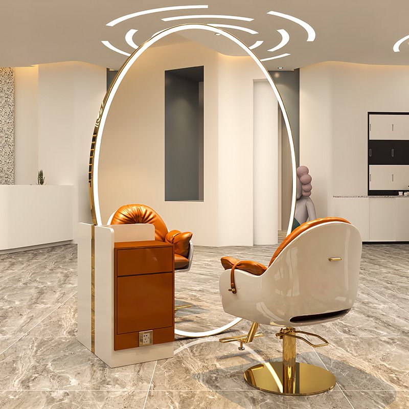 Double Sided Hair Salon Furniture Barber Shop Station Salon Mirror Station For Hairdressing