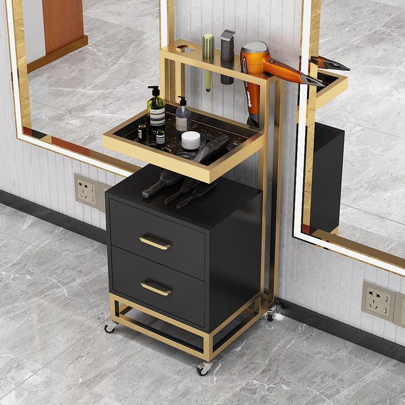 Mobile Portable Multifunctional Beauty Salon Cart Salon Auxiliary Trolley With Two Drawers
