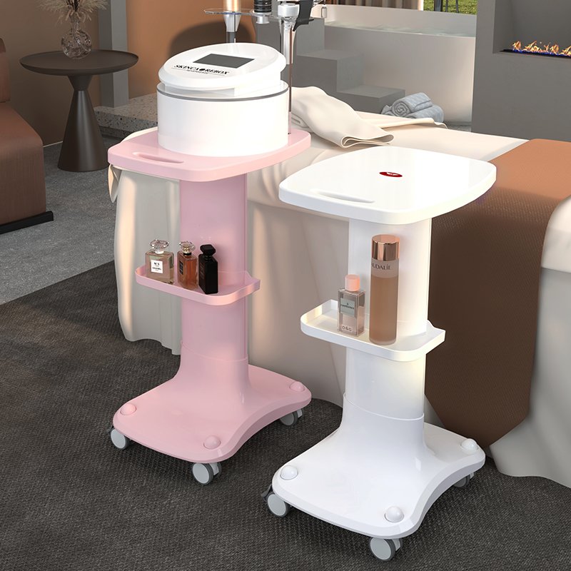 Factory Wholesale New Design Pink/White Heavy Load Stable Stand Moving Cart Easy Place Equipment Beauty Equipment Trolley