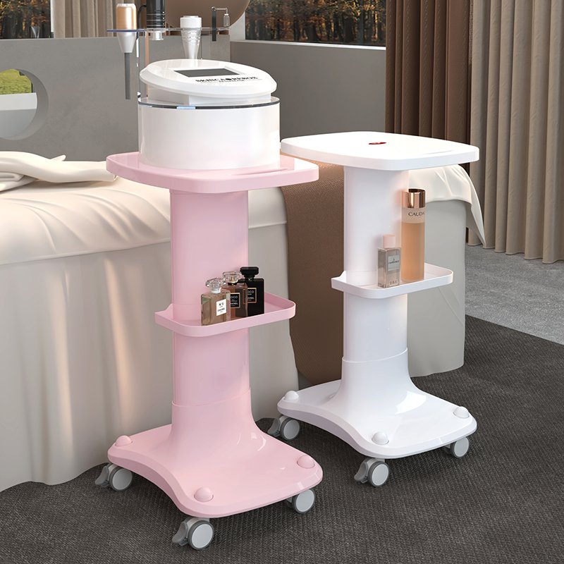 Factory Wholesale New Design Pink/White Heavy Load Stable Stand Moving Cart Easy Place Equipment Beauty Equipment Trolley