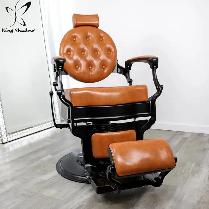 luxury vintage gold frame synthetic leather salon furniture haircutting modeling barber chair men's hair salon chairs