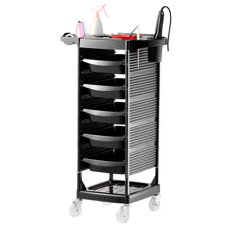 Professional Plastic Hair Salon Trolley with Hair Wheel Beauty Barber Use