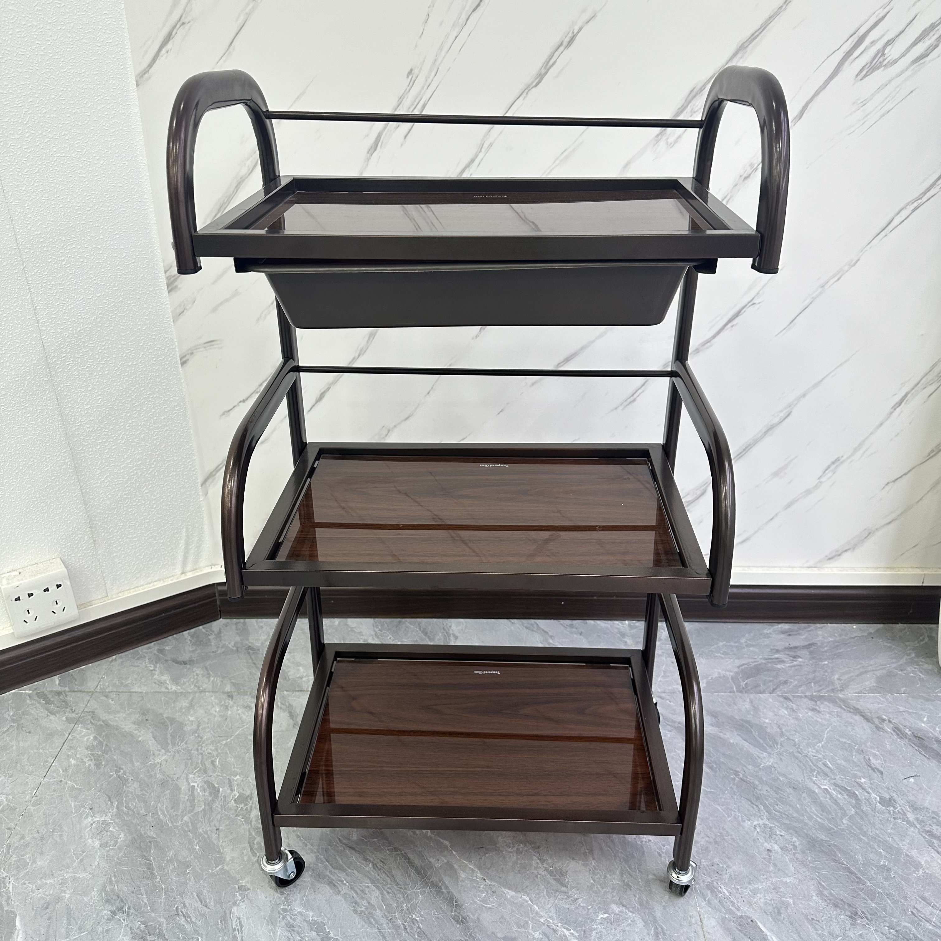 Factory Manufacture Hair Styling Salon Trolley Tool Cart With Wheels And 3 Drawers For Hairdresser Storage