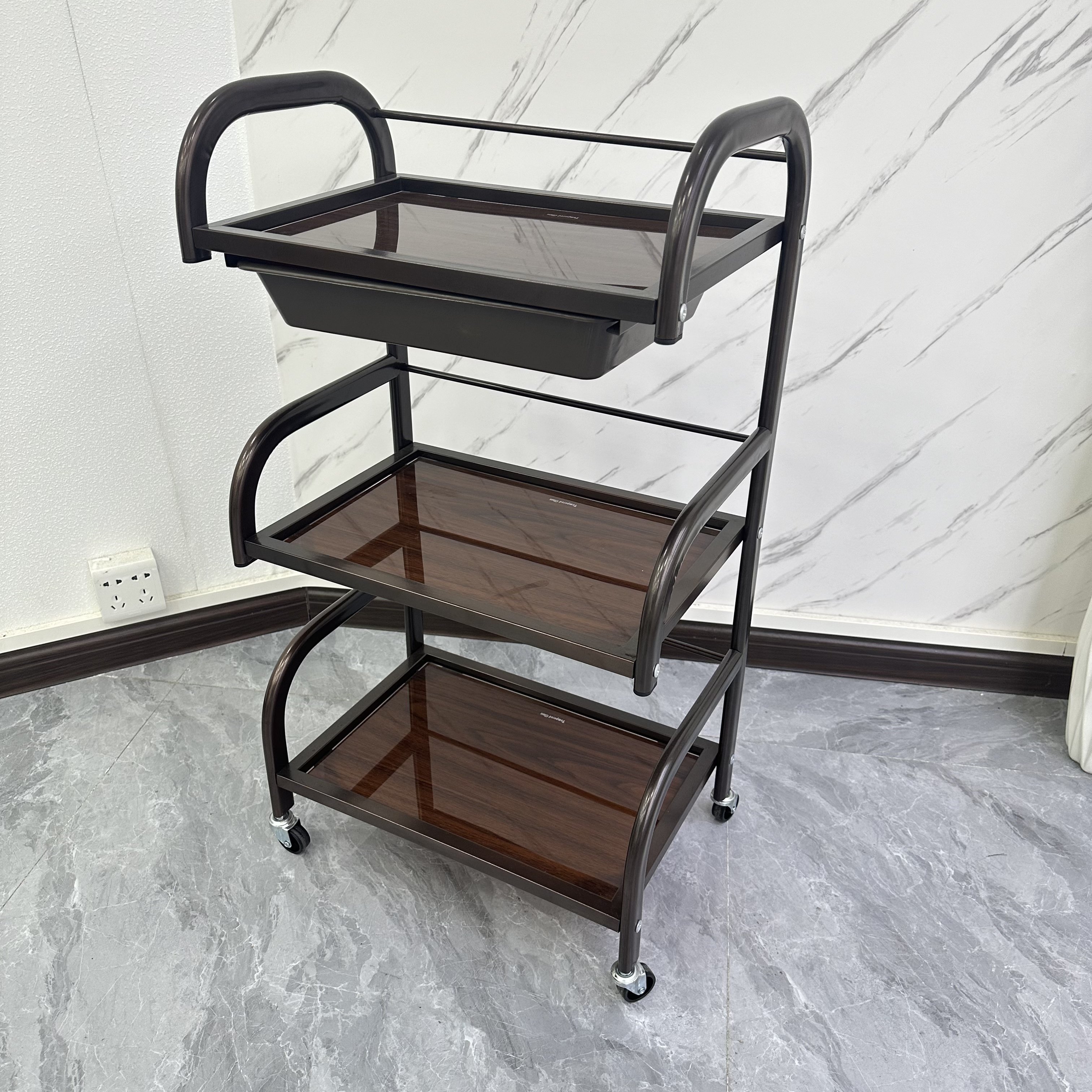 Factory Manufacture Hair Styling Salon Trolley Tool Cart With Wheels And 3 Drawers For Hairdresser Storage