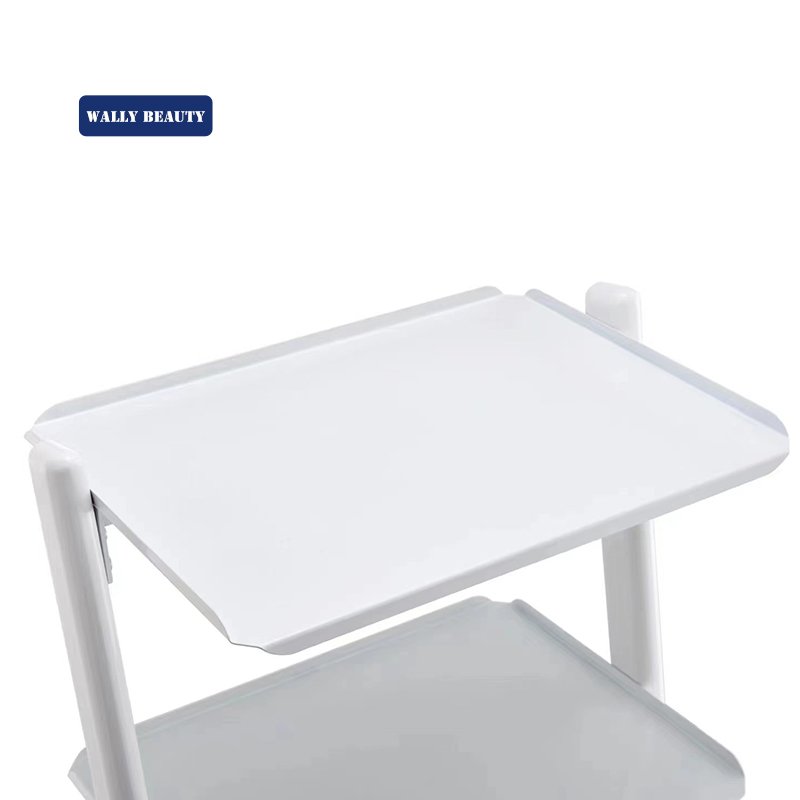 Wallybeauty white metal 3 trays rolling carts salon furniture beauty machine trolley cart