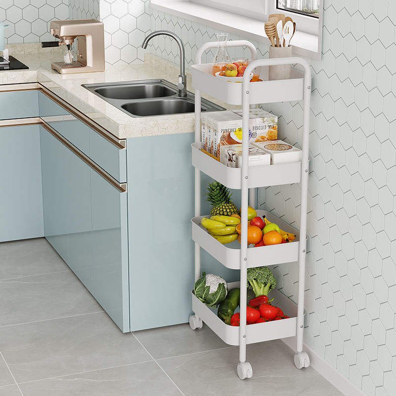 Factory Made Three tier Metal Utility Cart Mobile Trolley Cart with Handle Storage Rolling Cart