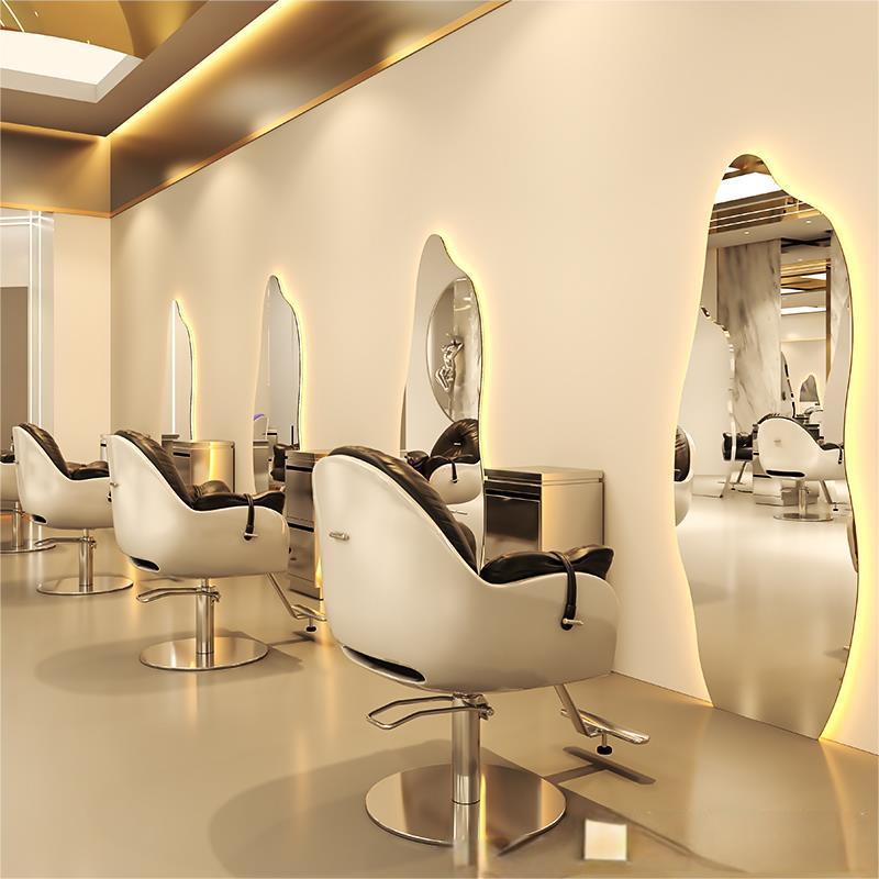 Customized Luxury Multi-Shaped Large Wall-Mounted Mirror Modern Style Salon Furniture Made of Durable Metal for Hair Salon