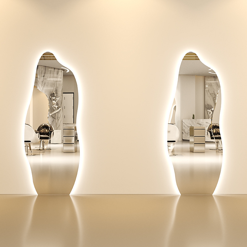 Customized Luxury Multi-Shaped Large Wall-Mounted Mirror Modern Style Salon Furniture Made of Durable Metal for Hair Salon