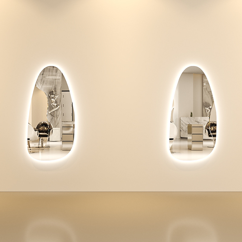 Customized Luxury Multi-Shaped Large Wall-Mounted Mirror Modern Style Salon Furniture Made of Durable Metal for Hair Salon