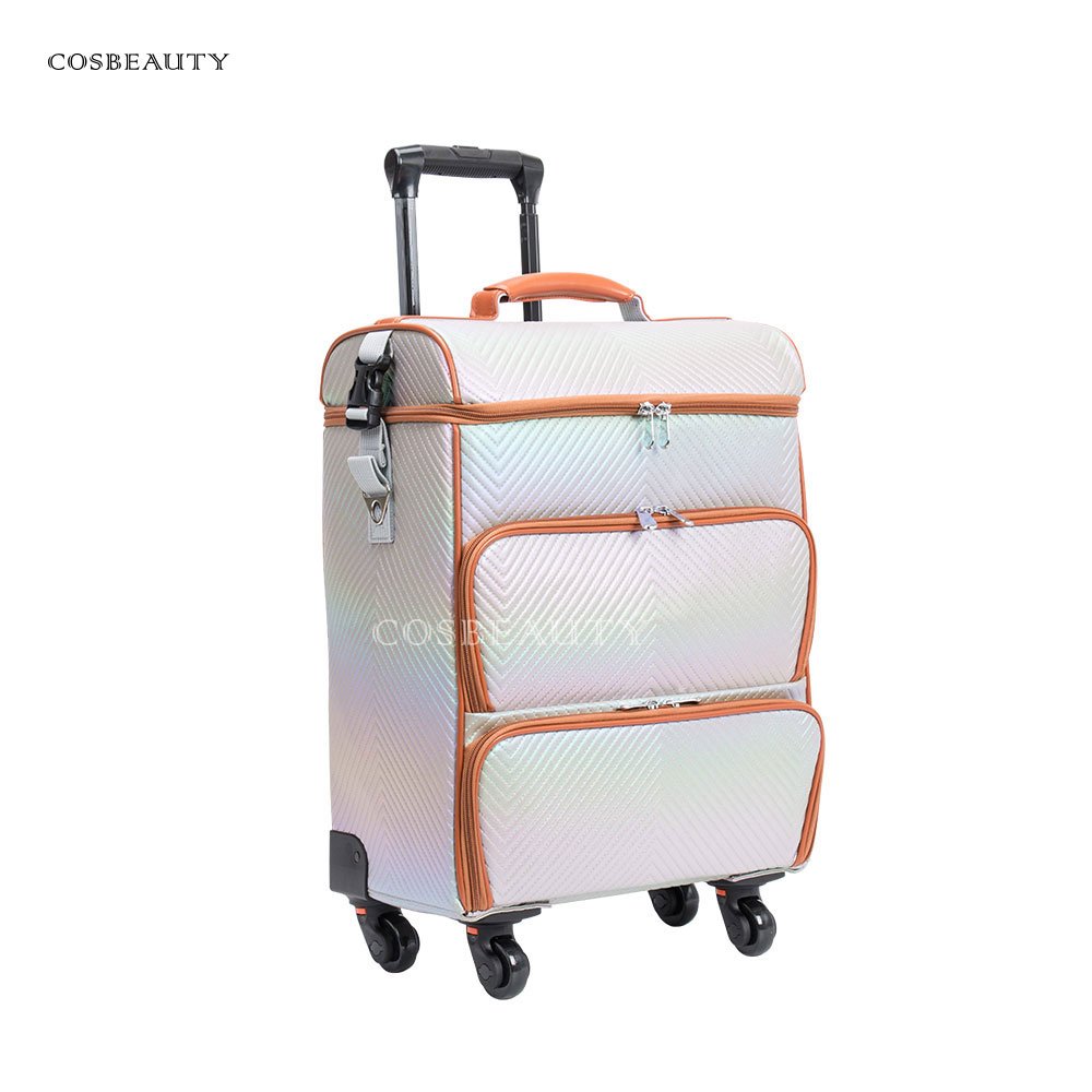 Hot Sale Multi-Layer Nail Trolley Box PU Leather Nail Beauty Large Capacity Makeup Nail Organizer Trolley Case